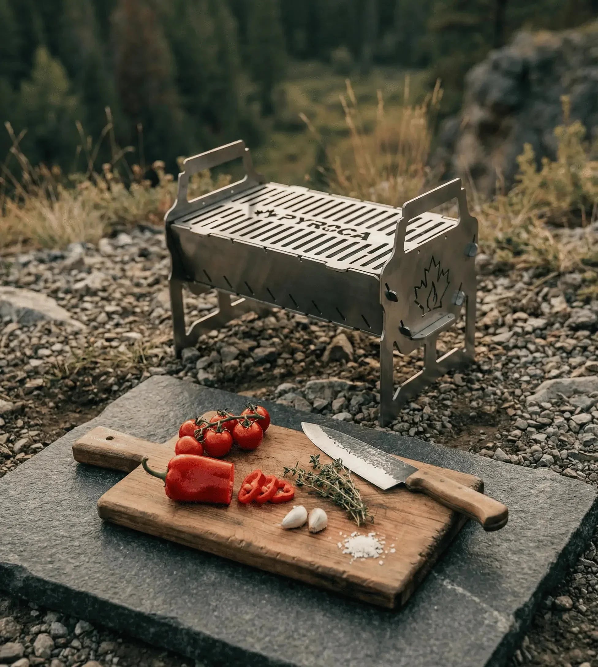 Barbecue nomade EVO PYROCA outdoor living knife vegetables