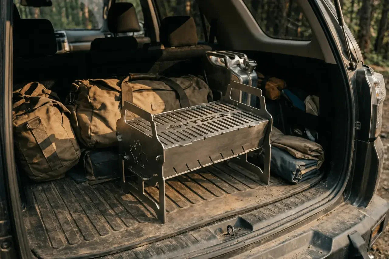 Barbecue nomade EVO PYROCA premium acier coffre voiture vzanlife
