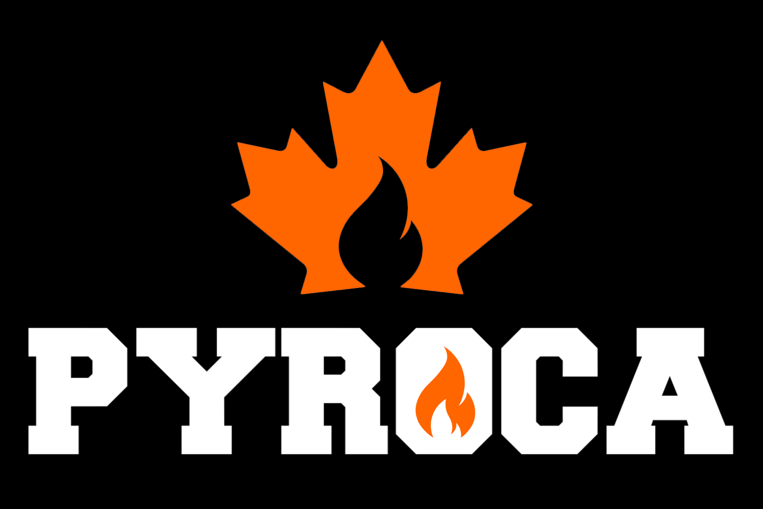 logo pyroca texte feuille herabl orange flamme